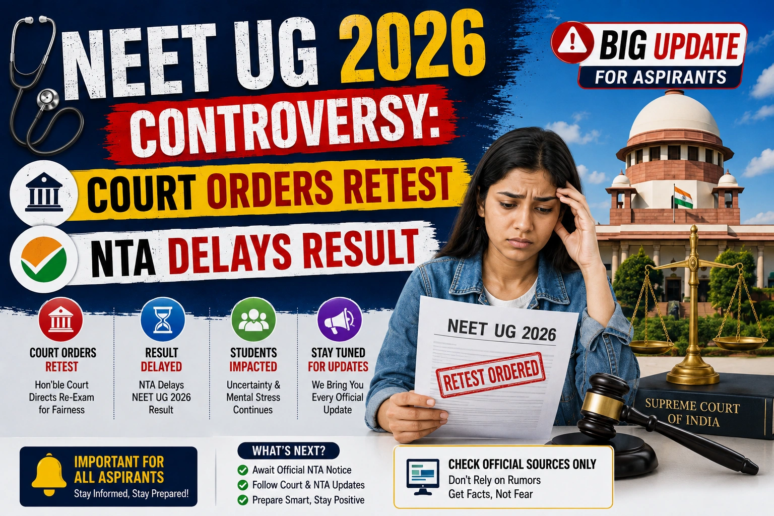 NEET UG 2026 Controversy: Court Orders Retest, NTA Delays Result